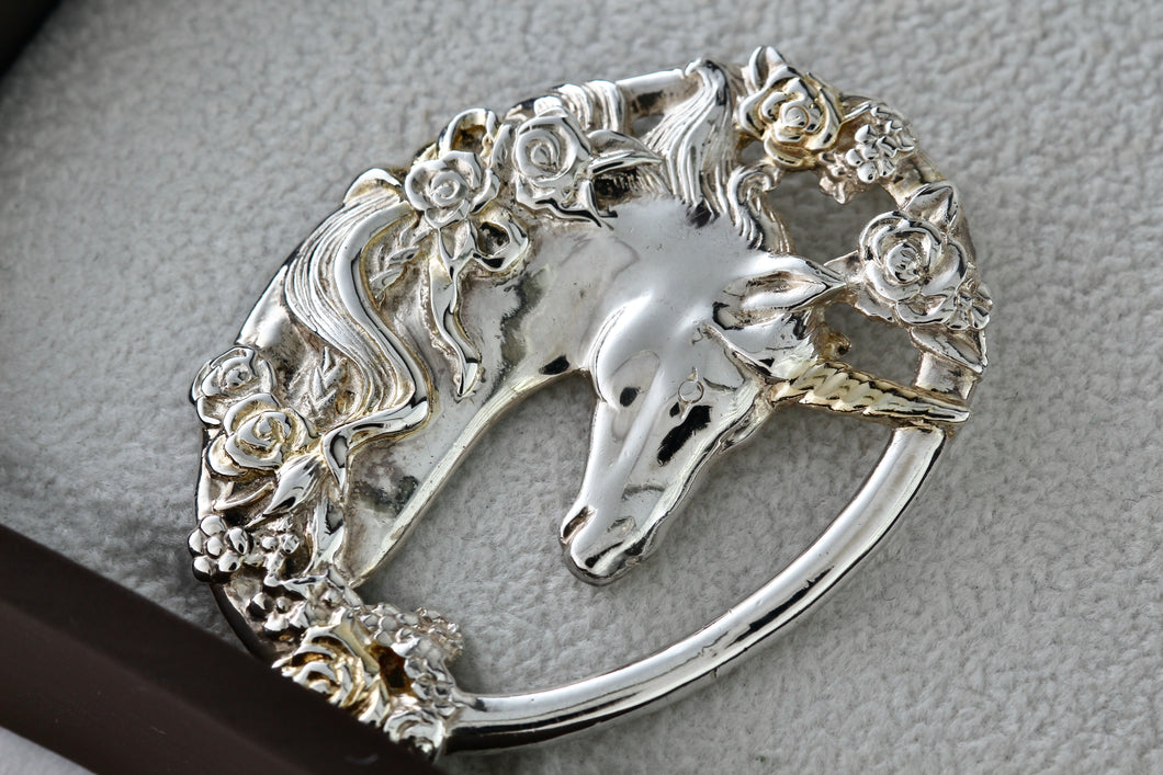 Gorham Sterling Silver Unicorn Floral Design Pendant