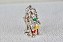 Load image into Gallery viewer, Vintage Sterling Silver Painted Enamel Ferris Wheel Charm Pendant
