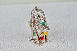 Vintage Sterling Silver Painted Enamel Ferris Wheel Charm Pendant