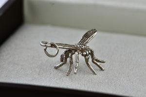 Sterling Silver Mosquito Bug Charm Pendant RARE