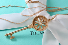Load image into Gallery viewer, Tiffany &amp; Co. 18Kt. Rose Gold Diamond Daisy Large Key 2.25&quot; Pendant Necklace
