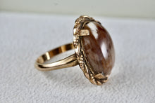 Load image into Gallery viewer, Vintage Handmade Sterling Silver 10KT. Gold Filled Oval Brown Agate Ring Size 7.5
