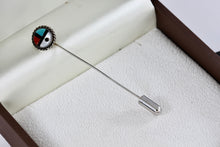 Load image into Gallery viewer, Native American Silver Coral, Pearl, Onyx &amp; Turquoise Inlay Handmade Hair Pin Brooch
