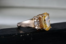 Load image into Gallery viewer, Sterling Silver Vermeil CZ Diamond Scroll Oval Citrine Cocktail Ring Size 8
