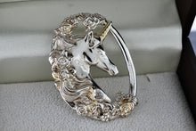 Load image into Gallery viewer, Gorham Sterling Silver Unicorn Floral Design Pendant
