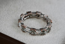Load image into Gallery viewer, Sterling Silver CZ Diamond Emerald Cut Eternity Band Ring Size 7
