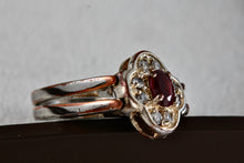 Load image into Gallery viewer, Vintage Silverplate Reversible CZ Ruby Diamonds Costume Ring Size 5
