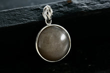 Load image into Gallery viewer, Sterling Silver Round Circle Pink Gray Moon Stone Charm Pendant
