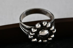 Sterling Silver Handmade Flower Bead Ring Size 5.5
