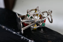 Load image into Gallery viewer, Vintage Sterling Silver Painted Enamel Ferris Wheel Charm Pendant
