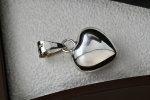 Sterling Silver Puffy Floating Heart Dangle Bell Charm Pendant