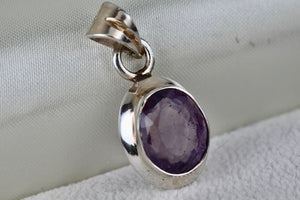 Sterling Silver Oval Cut Purple Amethyst Pendant