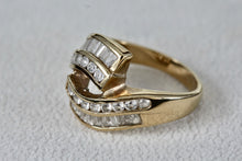 Load image into Gallery viewer, Sterling Silver Vermeil CZ Diamonds Fancy Cocktail Ring Size 8 Signed
