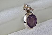 Load image into Gallery viewer, Sterling Silver Oval Cut Purple Amethyst Pendant
