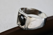 Load image into Gallery viewer, Sterling Silver Round Black Star Sapphire Square Dome Ring Size 9
