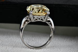 Sterling Silver Large Oval Cushion Cut Citrine Cocktail Ring Size 8