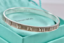 Load image into Gallery viewer, Tiffany &amp; Co. Atlas Sterling Silver Roman Numeral Bangle Small Bracelet
