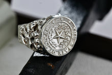 Load image into Gallery viewer, Sterling Silver State of Texas Heavy Duty Wide Band Ring Size 11.5
