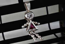 Load image into Gallery viewer, Sterling Silver CZ Diamond Pink Sapphire Dress Little Girl Pendant
