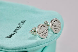 Return To Tiffany & Co. Silver Small Round Circle Mini Stud Earrings