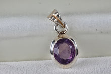 Load image into Gallery viewer, Sterling Silver Oval Cut Purple Amethyst Pendant
