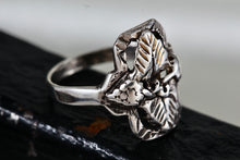 Load image into Gallery viewer, Black Hills Sterling Silver Leaf Ring Signed SV Size 3.5
