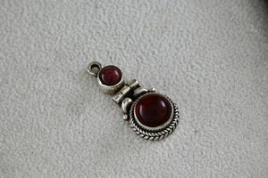 Sterling Silver Red Jasper Pink Rhodonite Double Bead Hinge Hand Made Pendant