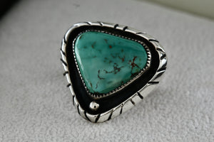 Native American Sterling Silver Turquoise Pyramid Brooch Signed SS