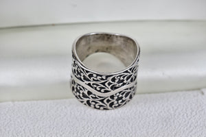 Sterling Silver ISRAEL Eternal Tree Extra Extra Wide Bade Ring Size 8.5