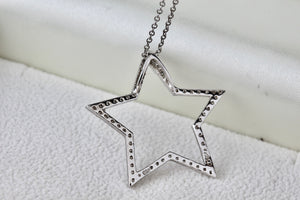 Sterling Silver Star CZ Diamond Pendant 18" Necklace