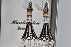 Sevan Bicakci 18Kt. Oxidized Gold Platinum Diamond Pearl Chandelier Drop Great Gatsby Earrings