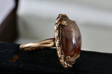 Load image into Gallery viewer, Vintage Handmade Sterling Silver 10KT. Gold Filled Oval Brown Agate Ring Size 7.5
