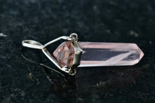 Load image into Gallery viewer, Sterling Silver Pink Rose Quartz Crystal Pendant
