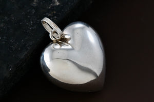 Sterling Silver Large Puffy Floating Heart Charm Pendant