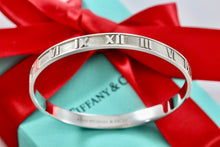 Load image into Gallery viewer, Tiffany &amp; Co. Atlas Sterling Silver Roman Numeral Bangle Small Bracelet
