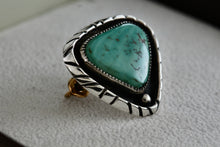 Load image into Gallery viewer, Native American Sterling Silver Turquoise Pyramid Brooch Signed SS
