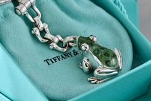 Load image into Gallery viewer, Tiffany &amp; Co. Nature Vintage Silver Green Black Enamel Frog Pendant Keychain
