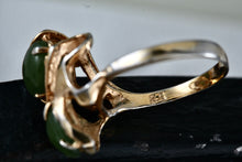 Load image into Gallery viewer, Sterling Silver Vermeil SS Green Oval Jade Multi Stones Melt Wrap Ring Size 7
