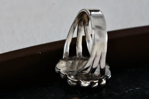 Sterling Silver Handmade Flower Bead Ring Size 5.5