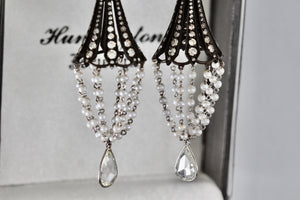 Sevan Bicakci 18Kt. Oxidized Gold Platinum Diamond Pearl Chandelier Drop Great Gatsby Earrings