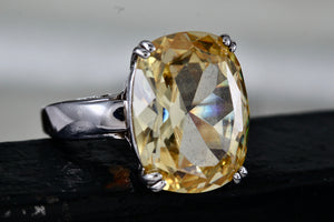 Sterling Silver Large Oval Cushion Cut Citrine Cocktail Ring Size 8