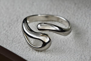 Sterling Silver Open Teardrop Open Band Snake Ring Size 8