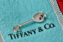 Load image into Gallery viewer, Tiffany &amp; Co. Pink Sapphire Silver Heart Key 1.25&quot; Pendant
