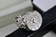 Load image into Gallery viewer, Sterling Silver State of Texas Heavy Duty Wide Band Ring Size 11.5
