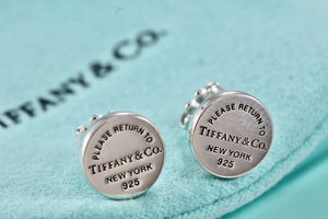 Return To Tiffany & Co. Silver Small Round Circle Mini Stud Earrings