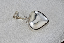 Load image into Gallery viewer, Sterling Silver Puffy Floating Heart Dangle Bell Charm Pendant
