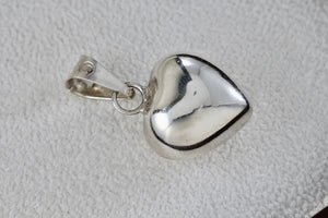 Sterling Silver Puffy Floating Heart Dangle Bell Charm Pendant