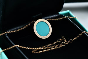 Tiffany & Co. Rose Gold Diamond Tiffany T Turquoise Pendant 16" Necklace
