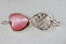 Load image into Gallery viewer, Sterling Silver Pink Caged Heart Moonstone Charm Pendant
