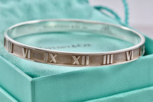 Load image into Gallery viewer, Tiffany &amp; Co. Atlas Sterling Silver Roman Numeral Bangle Small Bracelet
